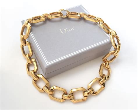 dior chain necklace gold|vintage dior necklace.